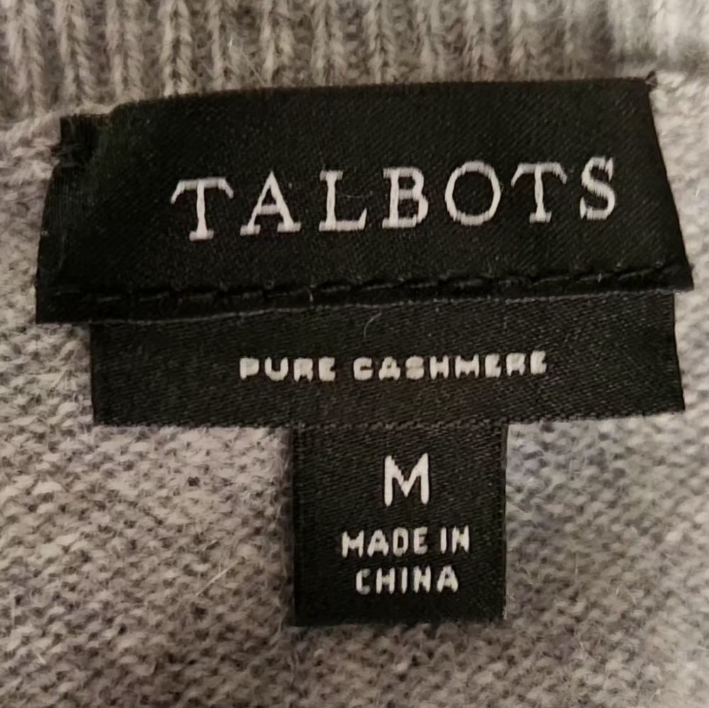 Talbots Gray Heart Pattern 100% Cashmere Sweater … - image 5